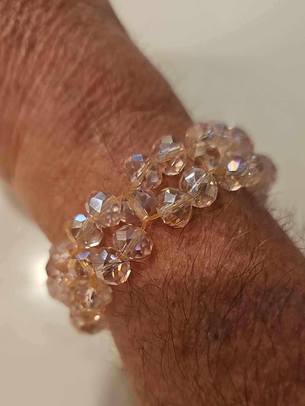 Crystal Bead Stretch Bracelet - Champagne Sparkle